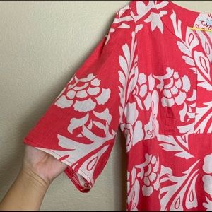 Boden Coral Pink Tropical Floral Linen Dress